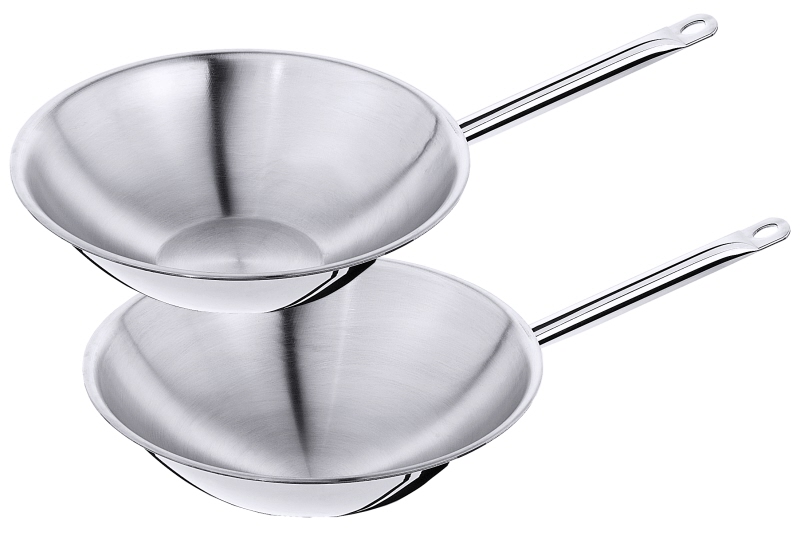 Wok Edelstahl mehrschichtig flacher Boden