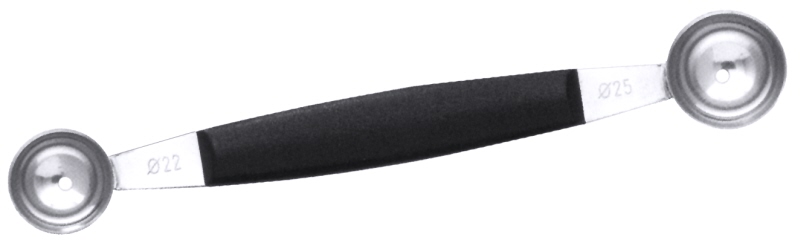 Kugelausstecher doppelt 22 und 25 mm mit schwarzem PA-Griff